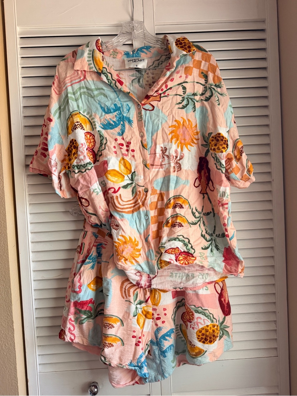 Paper Heart Playful Tropical Print Two-Piece Set in Pastel Multi Color